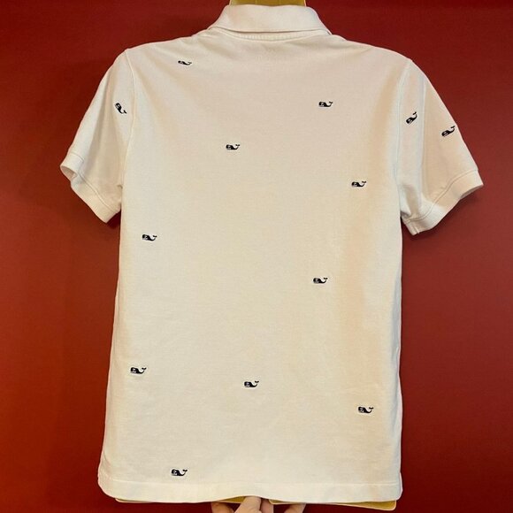 Vineyard Vines Men's All Over Whale White Pique Polo - Size XS - Picture 2 of 4